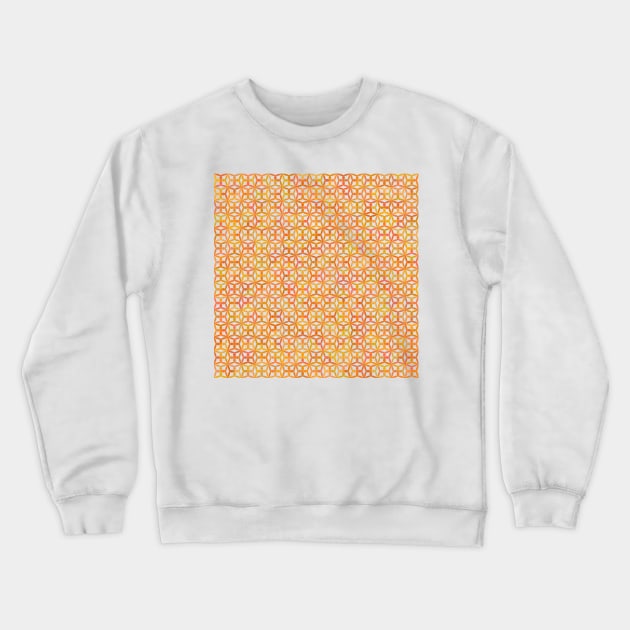 Geometric Flower Petal Pattern (Orange) Crewneck Sweatshirt by John Uttley